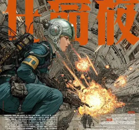 热血漫画封面，主角挥拳出击的瞬间